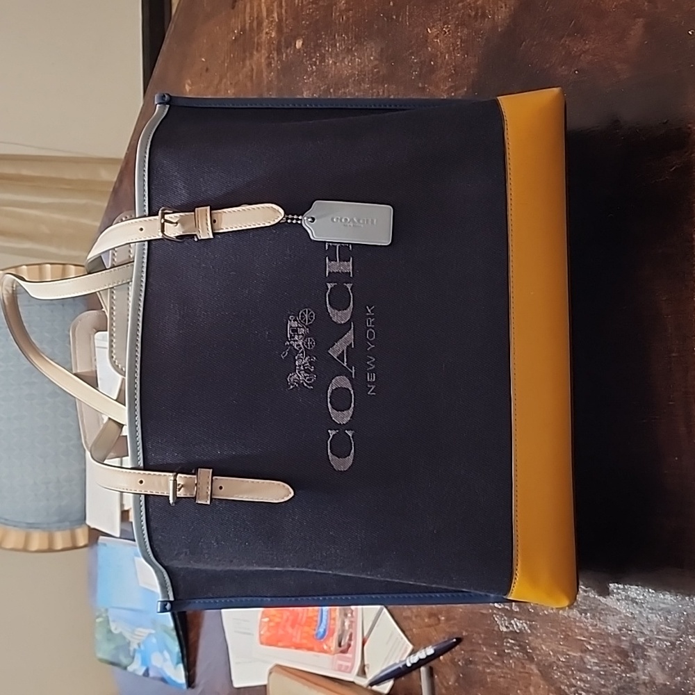 Authentic Blue Jean with Yellow Coach Tote